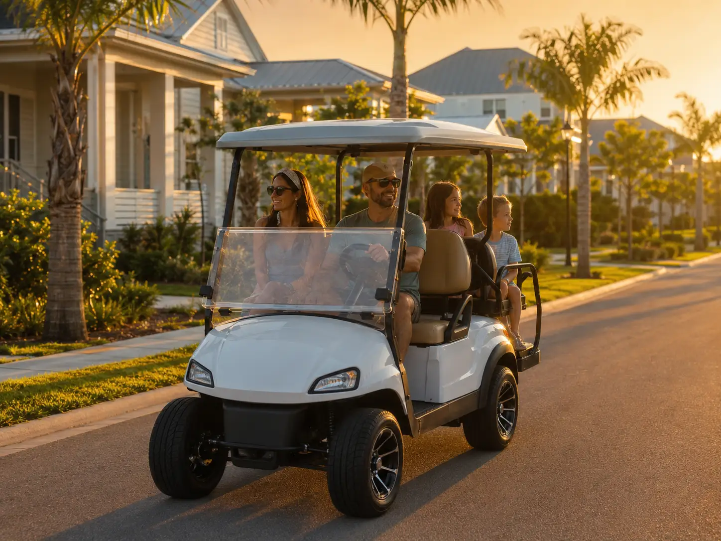 babcock-ranch-family-golf-cart-ride-golden-hour18